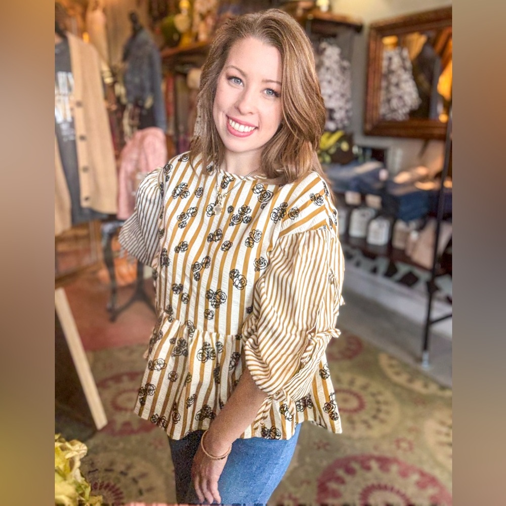 Striped Floral Women's Top